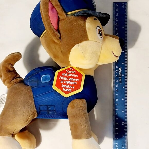 Paw Patrol Chase Plush Toy With Sounds & Phrases 10" Brown & Blue Polyester For - Picture 4 of 7